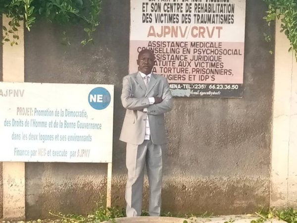 Nodjogto Charbonnel is founder and director of AJPNV, a human rights organization who helps victims of torture, educates youth and advocates for the protection of human rights. AJPNV holds office in the capital of Chad, N’Djamena.